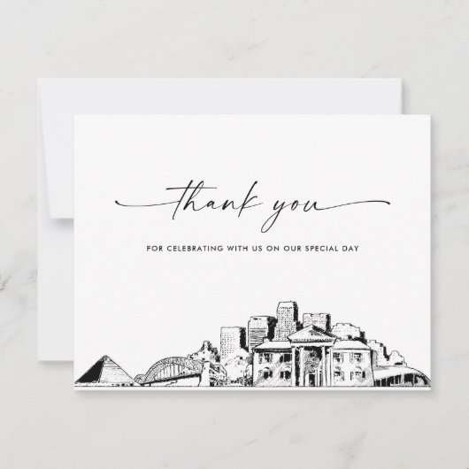 Memphis Skyline trouwfoto dank u kaart (Voorkant)