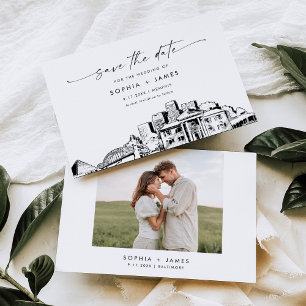 Memphis Skyline Wedding Save the Date Kaart