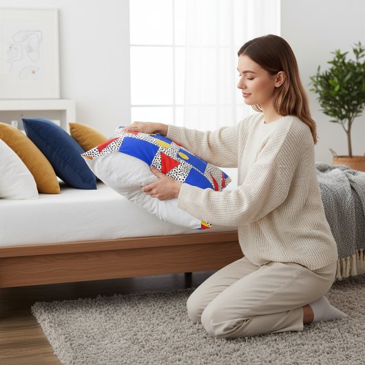 Memphis stijl geometrisch vet primaire kleur abstr kussensloop
