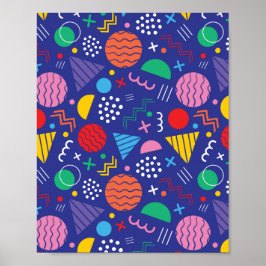 Memphis stijl patroon poster