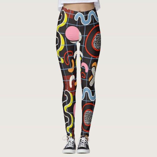 Memphis Stijl Pop kunst Geometrisch abstract No1 Leggings (Voorkant)