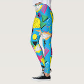 Memphis Style 80s Geometric Bright Color Pattern Leggings (Links)