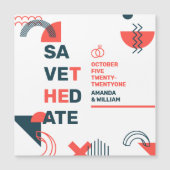 Memphis Style Abstract Blue & Red Wedding (Voorkant)