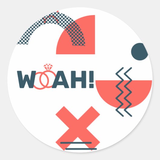 Memphis Style Abstract Blue & Red Wedding Ronde Sticker (Voorkant)