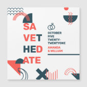 Memphis Style Abstract Rood- en blauw huwelijk (Voorkant)