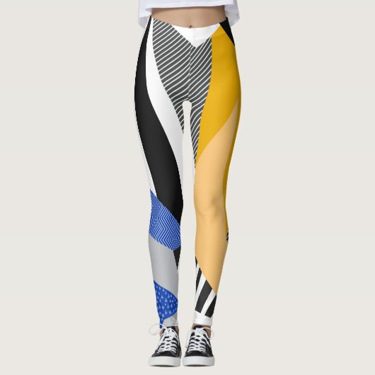 Memphis Style: Creatieve geometrische collage. Leggings (Voorkant)