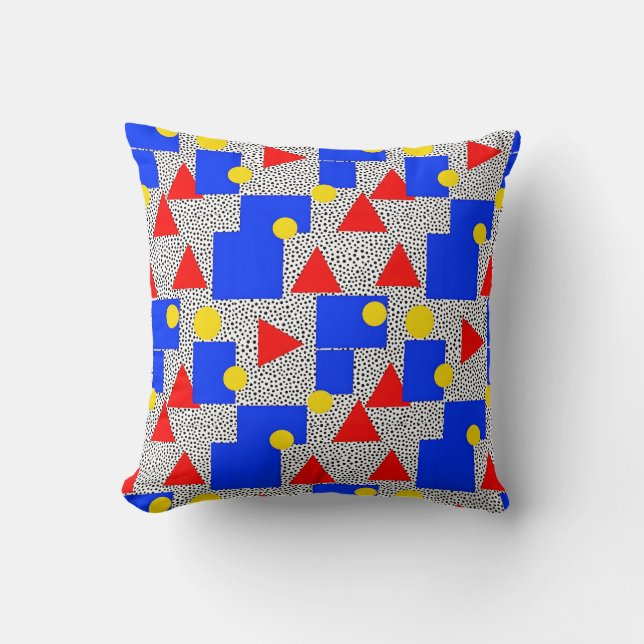 Memphis Style Geometric Bold Primary Color Abstrac Kussen (Voorkant)