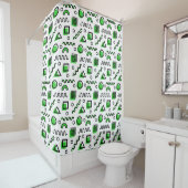 Memphis Style Geometric Pattern 110719 - Green Douchegordijn (In situ)