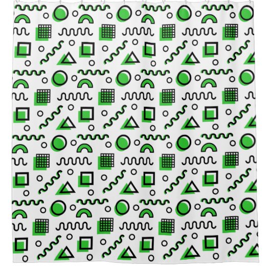 Memphis Style Geometric Pattern 110719 - Green Douchegordijn (Voorkant)