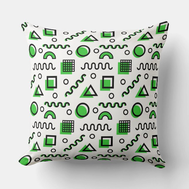 Memphis Style Geometric Pattern 110719 - Green Kussen (Voorkant)