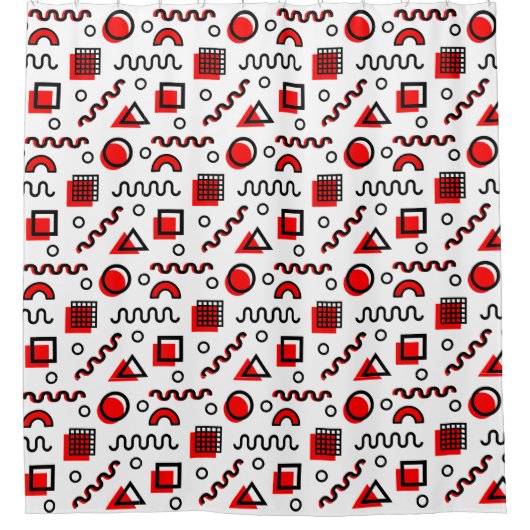 Memphis Style Geometric Pattern 110719 - Red Douchegordijn (Voorkant)