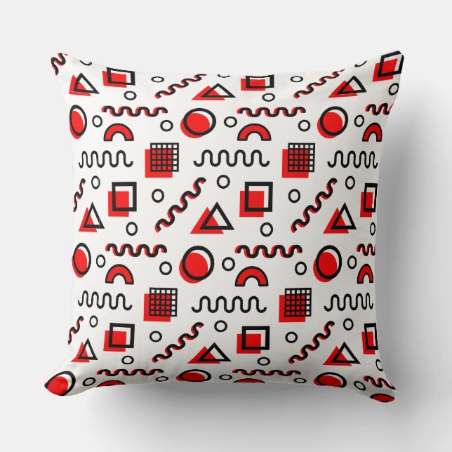 Memphis Style Geometric Pattern 110719 - Red Kussen (Voorkant)