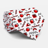 Memphis Style Geometric Pattern 110719 - Red Stropdas (Opgerold)