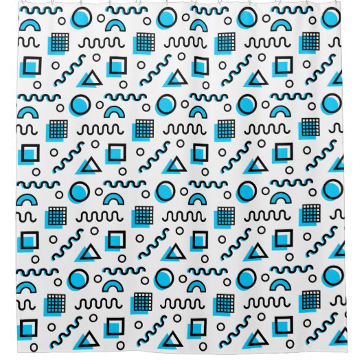 Memphis Style Geometric Pattern 110719 - Sky Blue Douchegordijn (Voorkant)