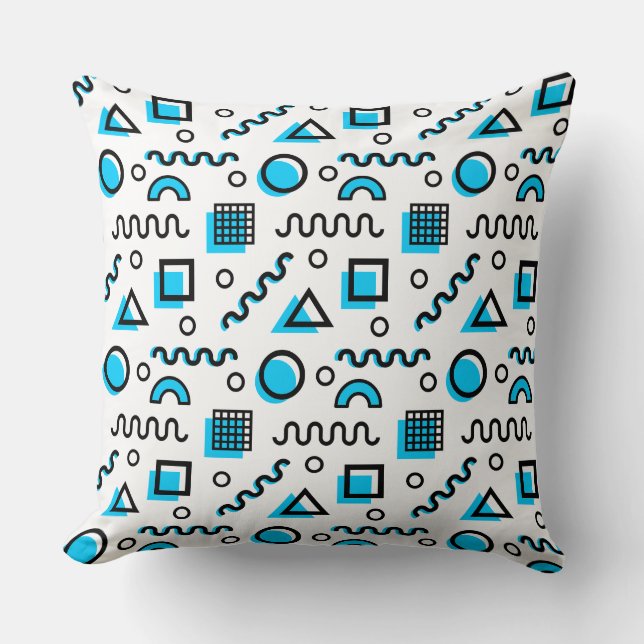 Memphis Style Geometric Pattern 110719 - Sky Blue Kussen (Voorkant)