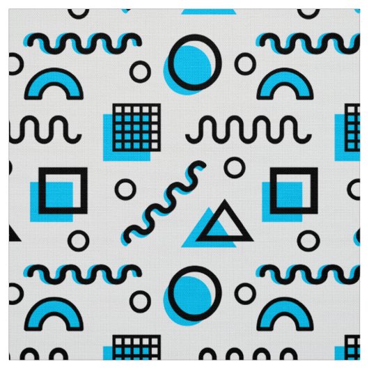Memphis Style Geometric Pattern 110719 - Sky Blue Stof (Swatch)