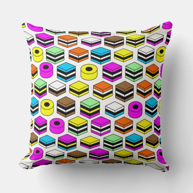 Memphis Style Licorice Allsorts Pattern Kussen (Voorkant)