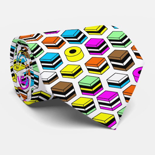 Memphis Style Licorice Allsorts Pattern Stropdas (Opgerold)