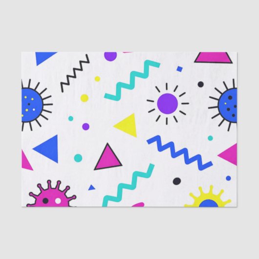 Memphis Style Retro Virus Patroon Neon Tissuepapier (Voorkant)