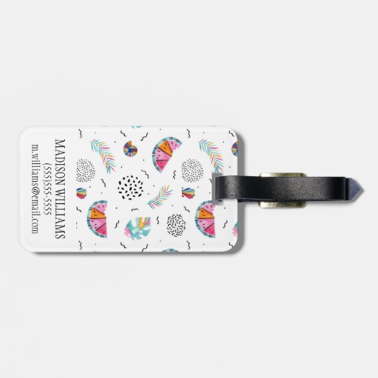 Memphis Style Tropical Summer Pattern Bagagelabel (Achterkant horizontaal)