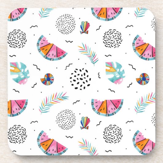 Memphis Style Tropical Summer Pattern Bier Onderzetter (Voorkant)