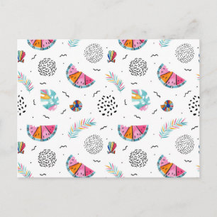 Memphis Style Tropical Summer Pattern Briefkaart