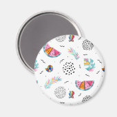 Memphis Style Tropical Summer Pattern Magneet (Voorkant / Achterkant)