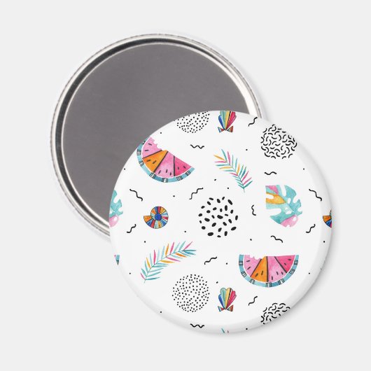 Memphis Style Tropical Summer Pattern Magneet (Voorkant / Achterkant)