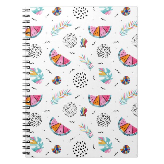 Memphis Style Tropical Summer Pattern Notitieboek (Voorkant)