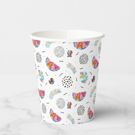 Memphis Style Tropical Summer Pattern Papieren Bekers (Links)