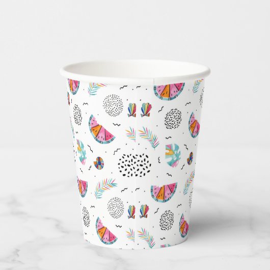 Memphis Style Tropical Summer Pattern Papieren Bekers (Rechts)