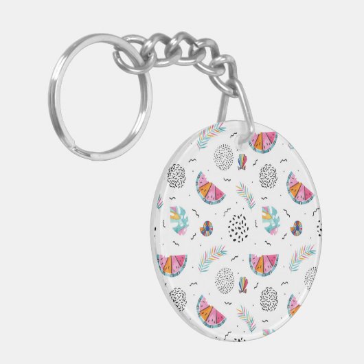 Memphis Style Tropical Summer Pattern Sleutelhanger (Voorkant Links)