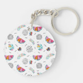 Memphis Style Tropical Summer Pattern Sleutelhanger (Achterkant)
