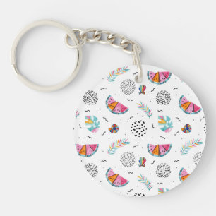 Memphis Style Tropical Summer Pattern Sleutelhanger