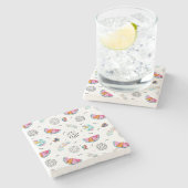 Memphis Style Tropical Summer Pattern Stenen Onderzetter (Zijkant)