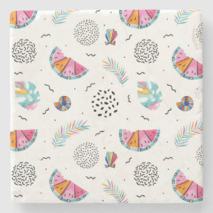 Memphis Style Tropical Summer Pattern Stenen Onderzetter