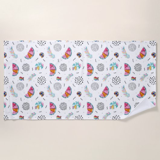 Memphis Style Tropical Summer Pattern Strandlaken (Voorkant)