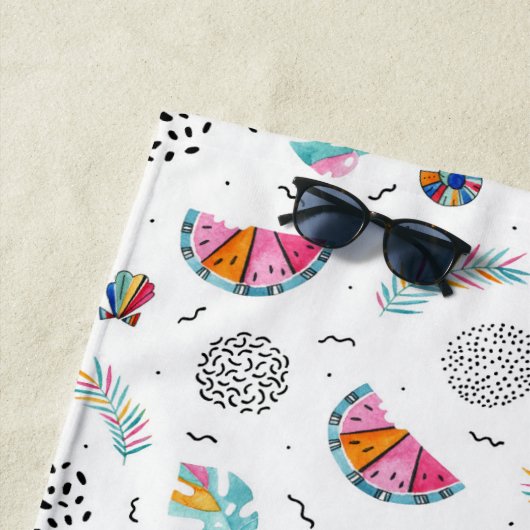 Memphis Style Tropical Summer Pattern Strandlaken (In situ)