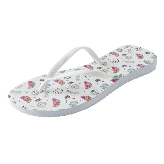 Memphis Style Tropical Summer Pattern Teenslippers (Schuin)