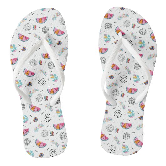 Memphis Style Tropical Summer Pattern Teenslippers (Voetbed)