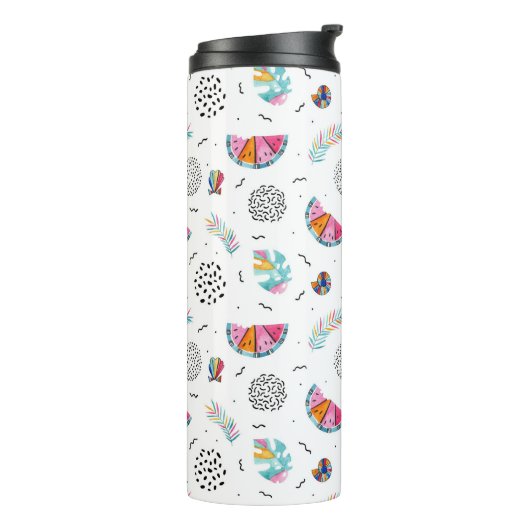 Memphis Style Tropical Summer Pattern Thermosbeker (Gedraaid links)