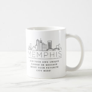 Memphis   Stylized City Skyline Custom Slogan Koffiemok