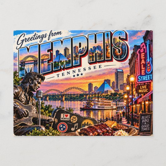 Memphis Tennessee Briefkaart (Voorkant)