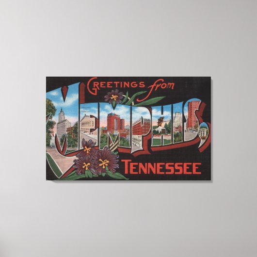 Memphis, Tennessee - Grote letterscènes 3 Canvas Afdruk (Voorkant)