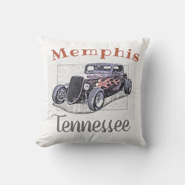 "Memphis Tennessee"  Hotrod Kussen (Voorkant)