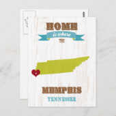 Memphis, Tennessee Kaart - Thuis is waar het hart  (Voorkant / Achterkant)