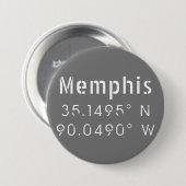 Memphis Tennessee Latitude Ronde Button 7,6 Cm (Voorkant /achterkant)