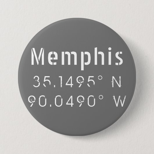 Memphis Tennessee Latitude Ronde Button 7,6 Cm (Voorkant)