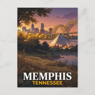 Memphis Tennessee Mississippi Rivier Skyline Reis Briefkaart