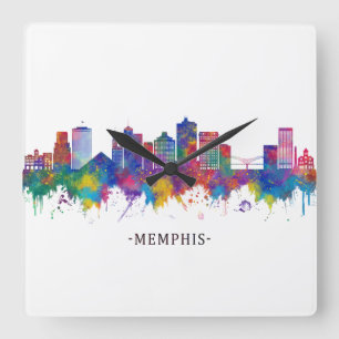 Memphis Tennessee Skyline Vierkante Klok